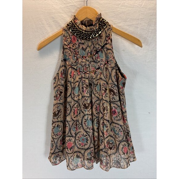 ANTHROPOLOGIE Verb‎ Pallavi Singhee Metallic Sleeveless Top Size S high neck - Picture 1 of 8